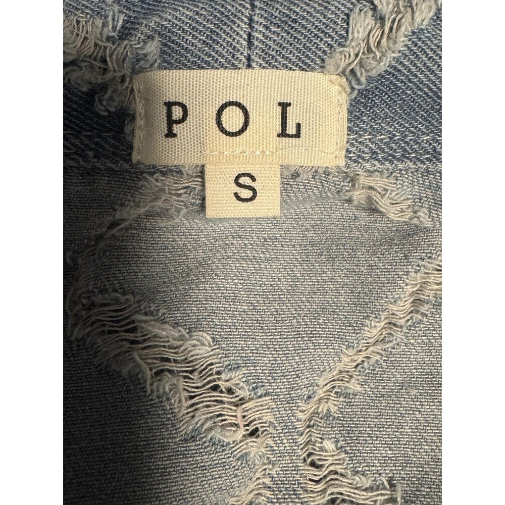 POL Premium Womens Small Blue Denim Long Duster Lace Patchwork Boho Oversized‎ - Picture 12 of 16